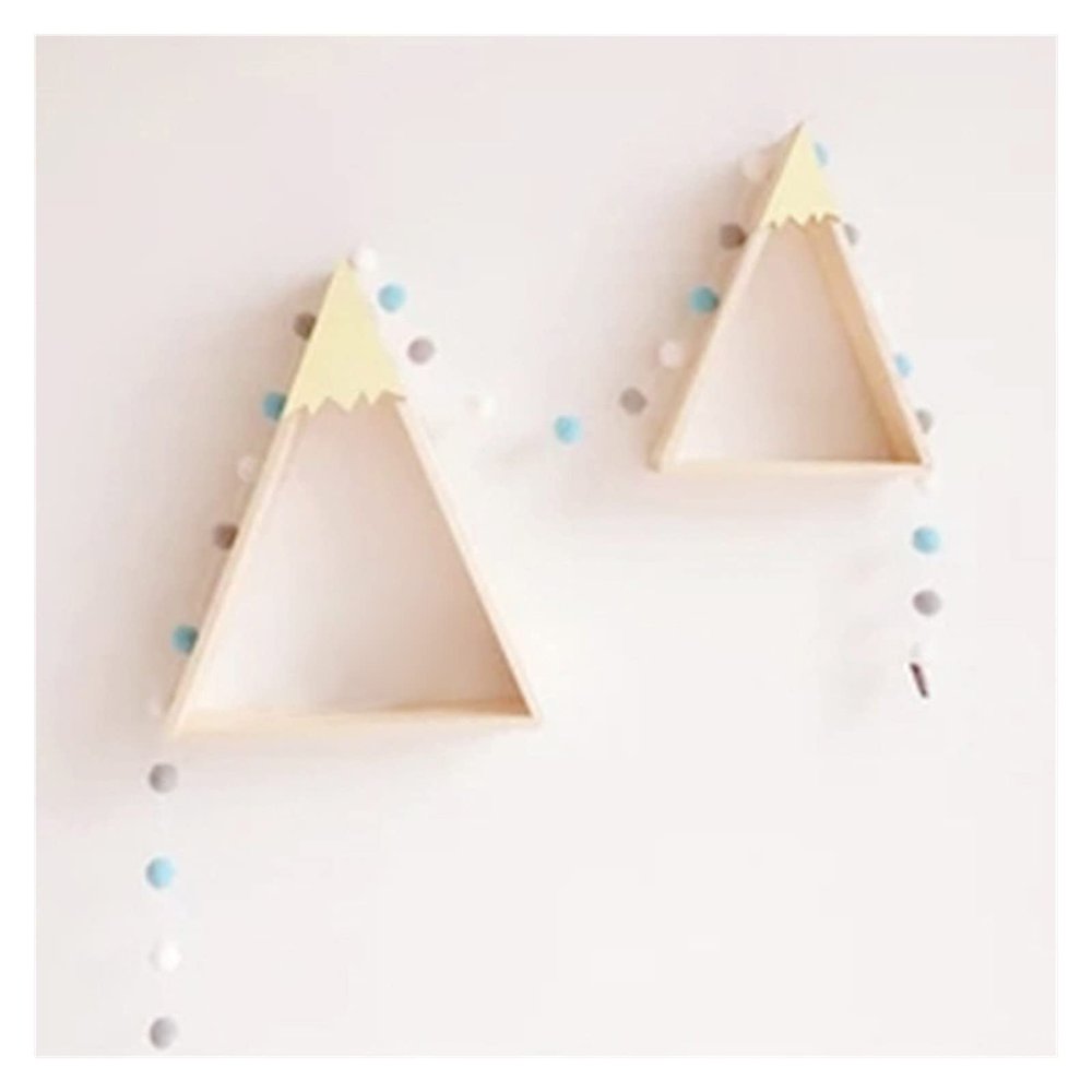 2-Piece Nordic-Style Wooden Snow Mountain Wall Shelf Set for Nursery, Yellow