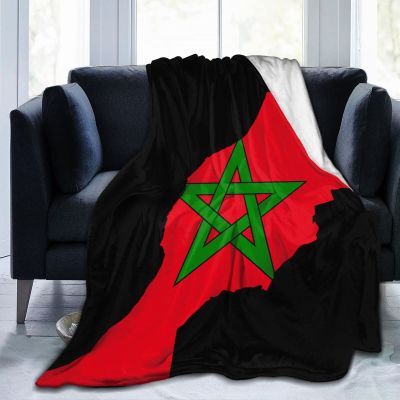 Morocco Flag Map Ultra-Soft Flannel Fleece Blanket, Year-Round Throw for Living Room or Bedroom