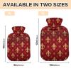 2L Hot Water Bottle with Cover, Fleur-de-Lis Plaid view 2