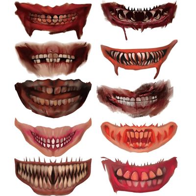 Wudaizhi Halloween Temporary Mouth Tattoos, 10 Pieces