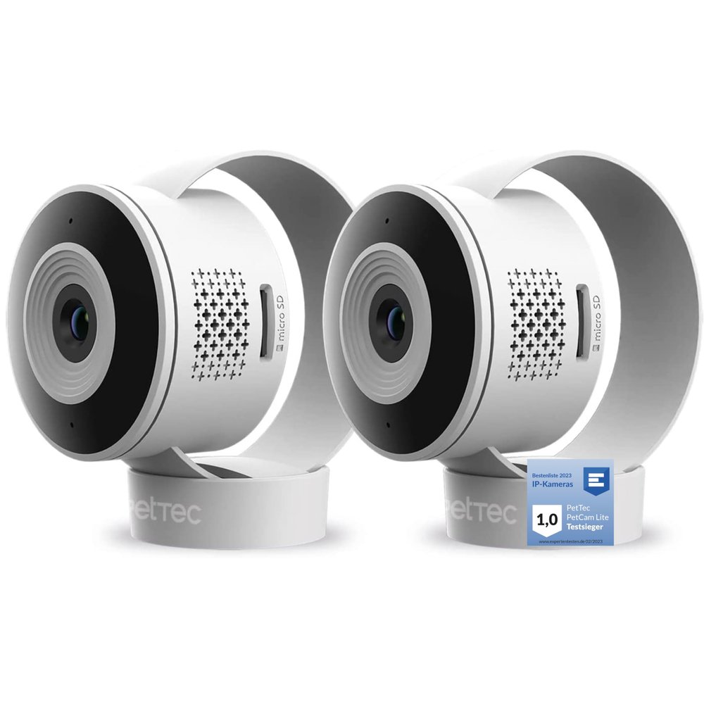 PetTec Cam Lite 2-Pack | Pet Camera with App, Motion Detection & Phone Viewing | Indoor Wi-Fi Camera with Night Vision
