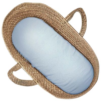 Sevira Kids Jeanne Oval Cotton Gauze Fitted Sheet for Baby Bassinets, Made in France