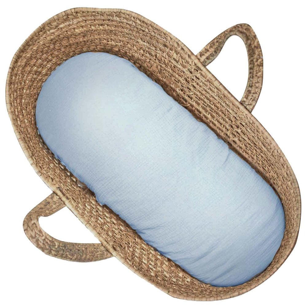 Sevira Kids Jeanne Oval Cotton Gauze Fitted Sheet for Baby Bassinets, Made in France