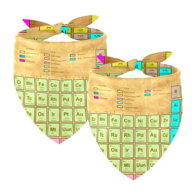 Washable Dog Bandanas for Small to Large Dogs, Puppies and Cats, Vintage Periodic Table, 2-Pack