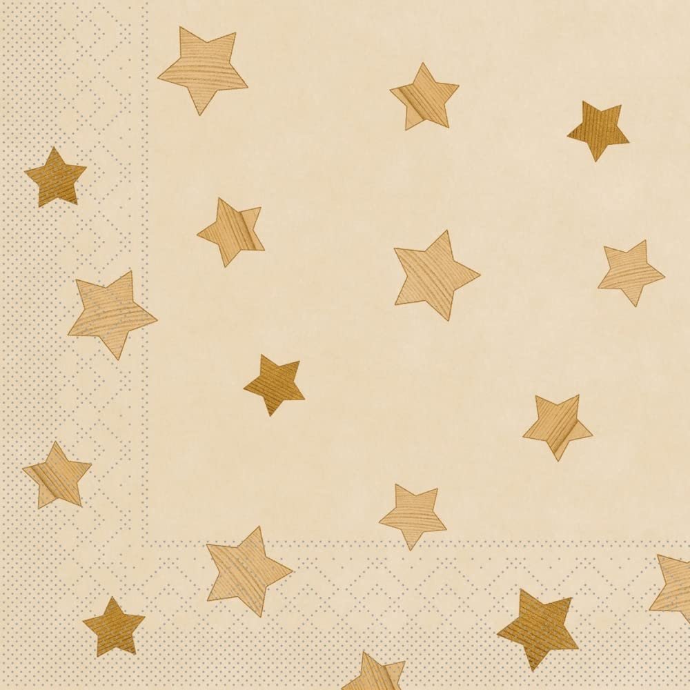 Mank Pinea Recycled Tissue Napkins, 24 x 24 cm, 150-Count Christmas Napkins with Stars