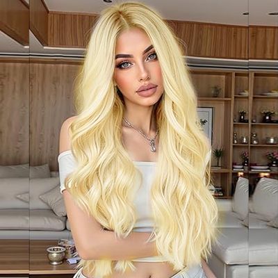 613 Blonde Long Wavy Glueless Lace-Front Wig