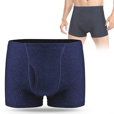 Carer Men's Incontinence Boxer Briefs, 300 mL, Washable Cotton, Blue, XL