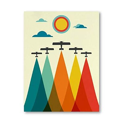 QITEX Cartoon Airplane Wall Art, Colorful Canvas Print, 40 x 60 cm, Unframed