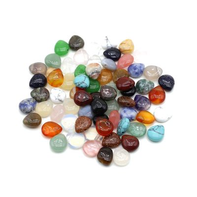 LE SKY 50 Natural Stone Water Drop Beads, Polished Crystal Quartz and Agate Chakra Charms for Jewelry Making