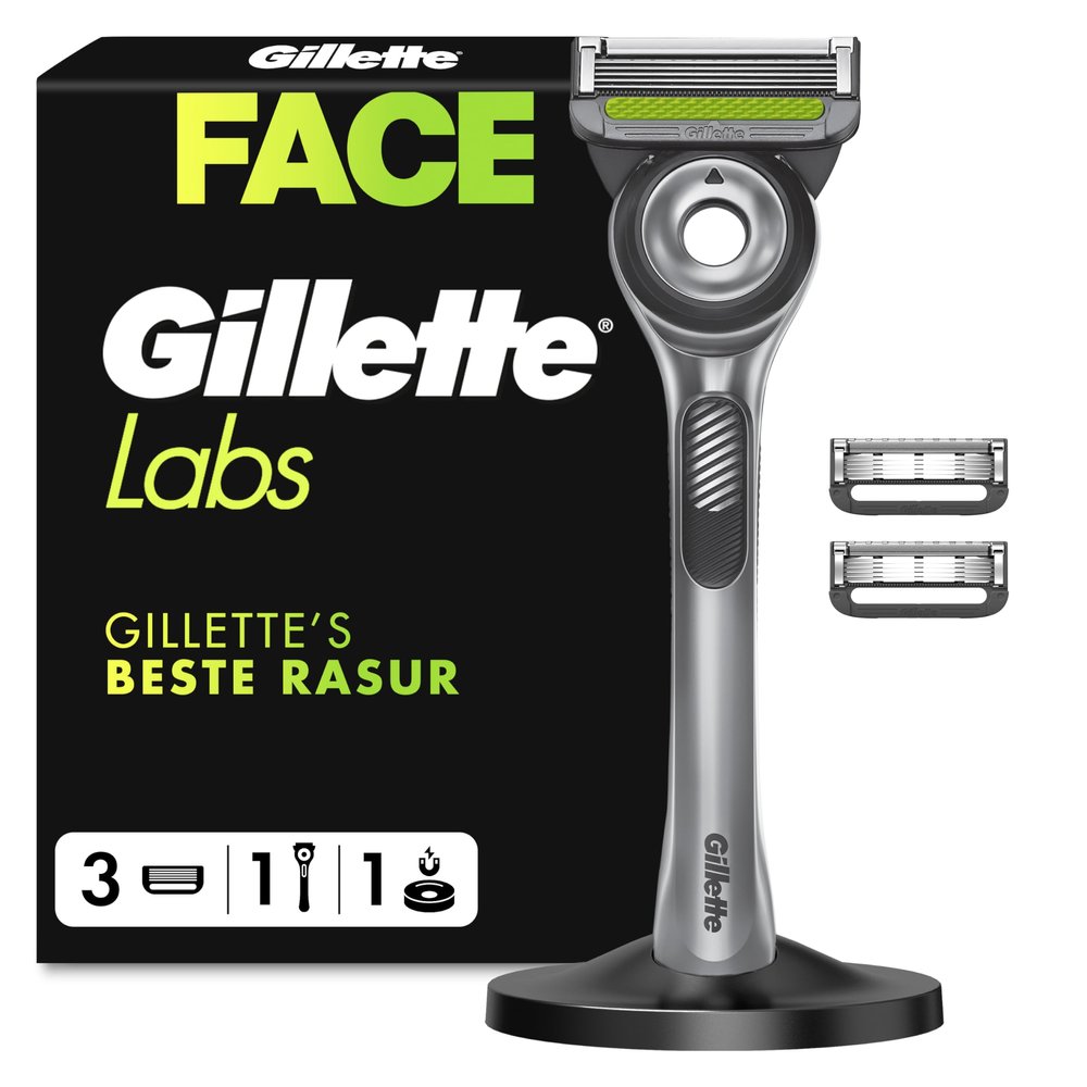 Gillette Labs Exfoliating Bar Men's Razor, 1 Handle, 3 Blades, Magnetic Premium Stand