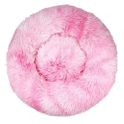 Lukery Round Plush Donut Dog and Cat Bed, 70 cm, Pink