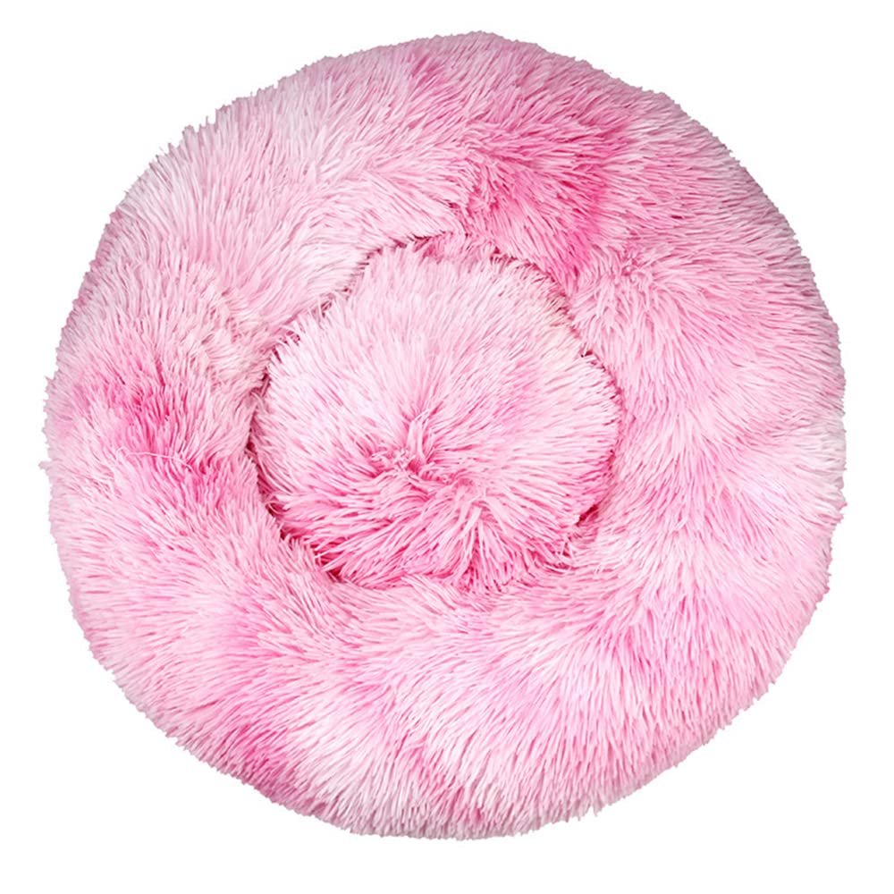 Lukery Round Plush Donut Dog and Cat Bed, 70 cm, Pink