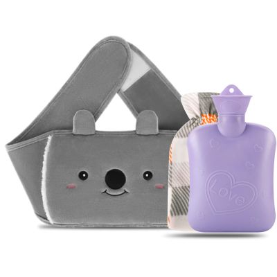 Hot Water Bottle with Soft Waist Cover, 1.2 L, Purple