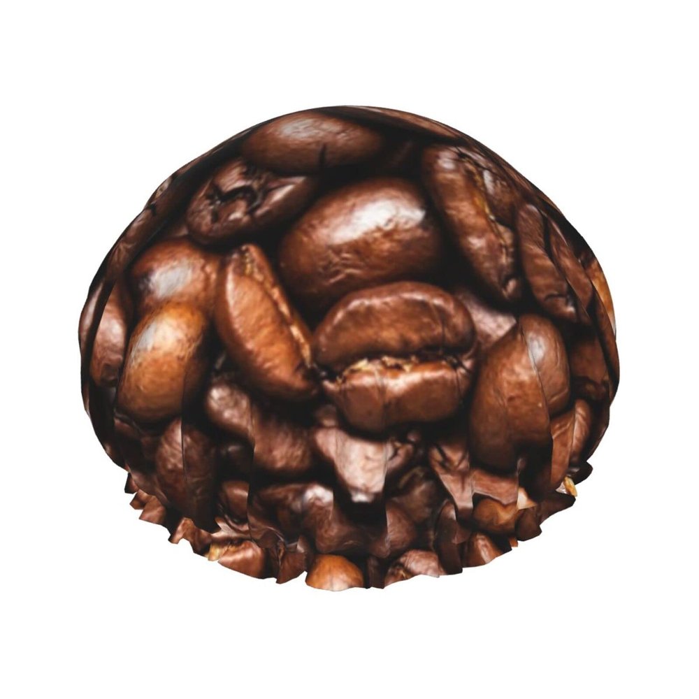 Roasted Coffee Beans Print Reusable Double-Layer Shower Cap for Women