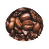 Roasted Coffee Beans Print Reusable Double-Layer Shower Cap for Women view 1