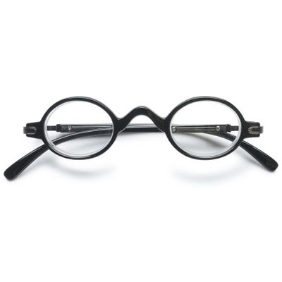 Lanomi Mini Round Reading Glasses for Women and Men, Black, 1.0 Magnification