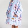 Close Up Kids' Hoodie Blanket, Elephant Design, One Size, Unisex, Teddy Plush, Light Blue/White/Rose view 3