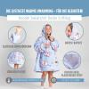 Close Up Kids' Hoodie Blanket, Elephant Design, One Size, Unisex, Teddy Plush, Light Blue/White/Rose view 4