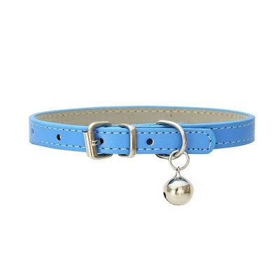 Leather Collar, Blue, for Small Dogs and Cats