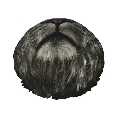 Reusable Double-Layer Shower Cap with Black Lion Print