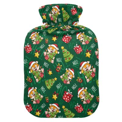 2 L Hot Water Bottle with Soft Plush Tiger Santa Cover