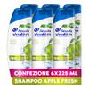 Head & Shoulders Apple Fresh Anti-Dandruff Shampoo for Skin and Oily Hair, Up to Dandruff Protection, Clinically Proven, Dermatologically Tested, 225 ml x 6 view 1