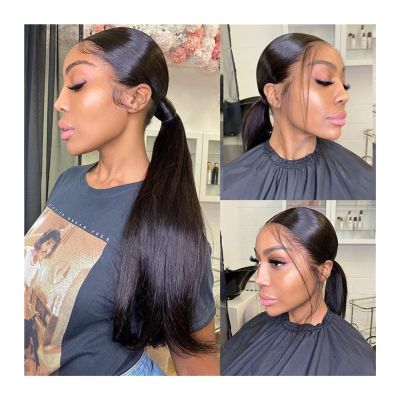 360 Full Lace Human Hair Wig, Pre-Plucked Straight Lace Front Wig for Black Women, Brazilian Hair, HD Frontal, 8–30 in