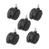 5 Black 2-Inch Threaded-Stem Casters with Brakes, 8 mm Stem view 1