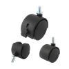 5 Black 2-Inch Threaded-Stem Casters with Brakes, 8 mm Stem view 2