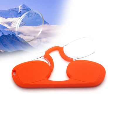 BEZAX Portable Mini Nose-Clip Reading Glasses with Case, Orange, +3.00