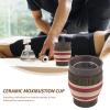 Ceramic Moxibustion Cup, Stainless Steel and Fabric, Coffee view 2