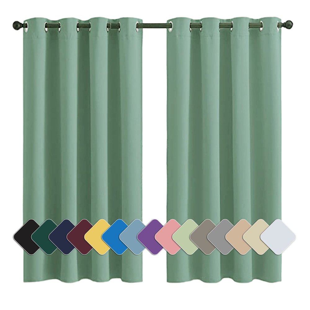 MENGH Blackout Curtain for Bedroom or Children's Room, Thermal and Sound-Reducing, Green, 120 x 200 cm (H x W)