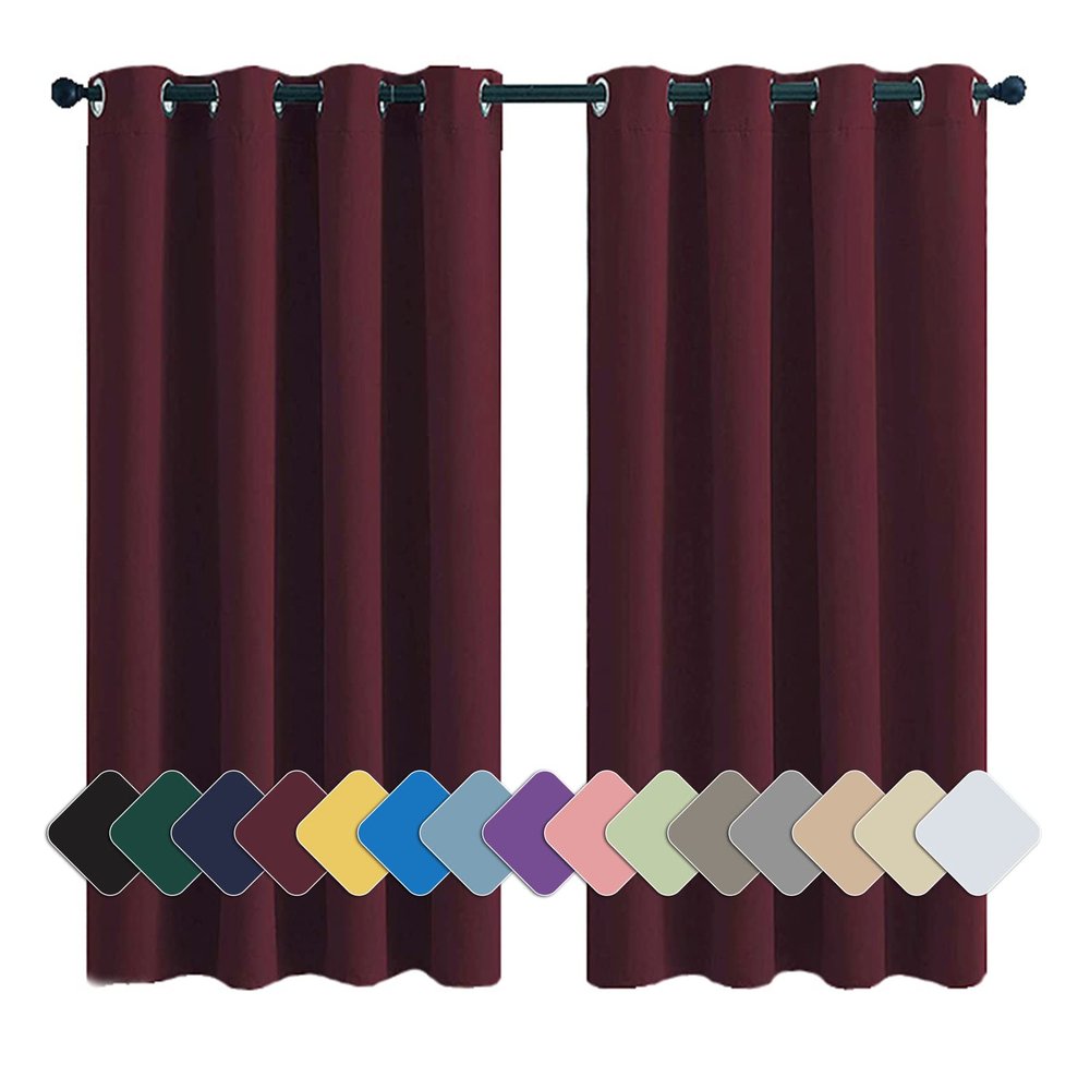 MENGH Blackout Velvet Curtain, Opaque, Noise-Reducing, Soft, Wine Red, 300 x 160 cm (H x W), 1 Pc.