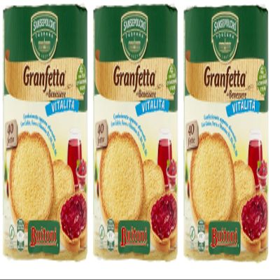3 x Buitoni Granfetta del Benessere Vitalit Fette Biscottate Rusks, 40 Pieces, with Calcium, Iron and Vitamins, 300 g