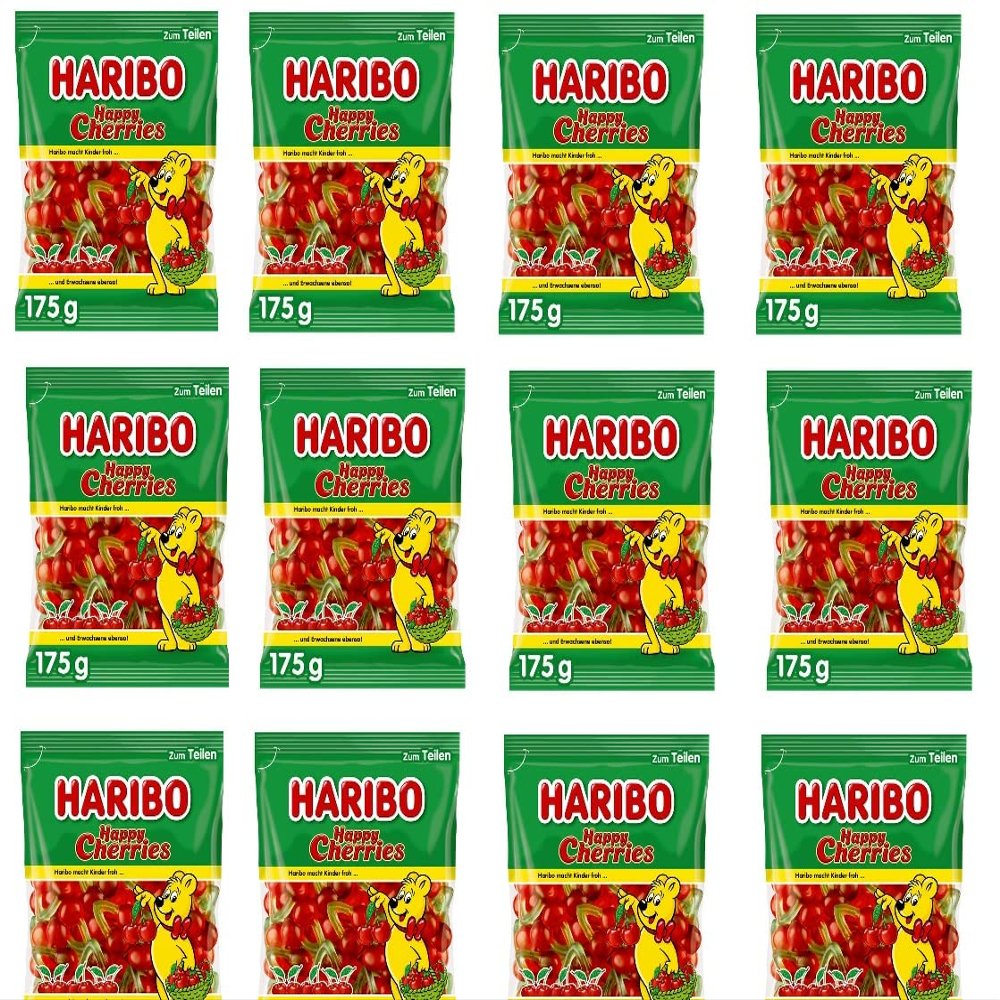 12 Bags of HARIBO Happy Cherries, 175 g Each (12 x 175 g)
