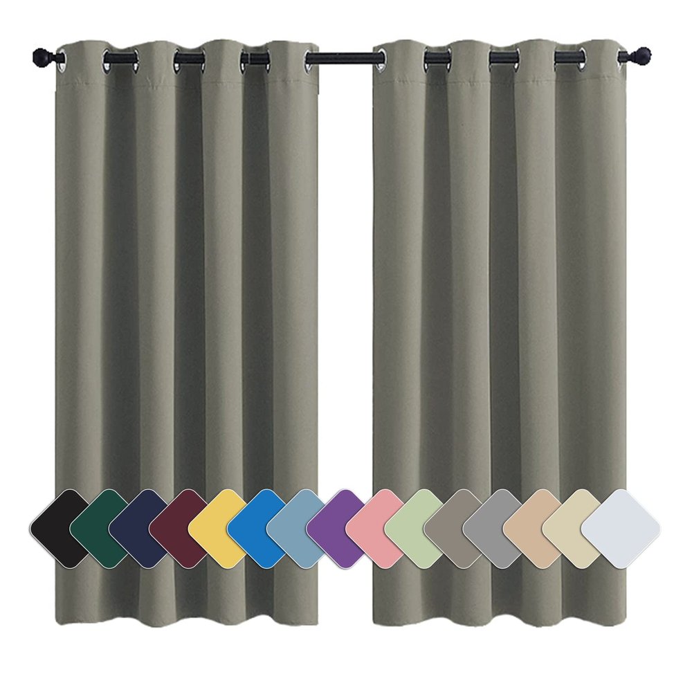 MENGH Blackout Curtain Panel, Noise-Reducing, Soft, Green Gray, 1 Piece, 280 x 160 cm (H x W)