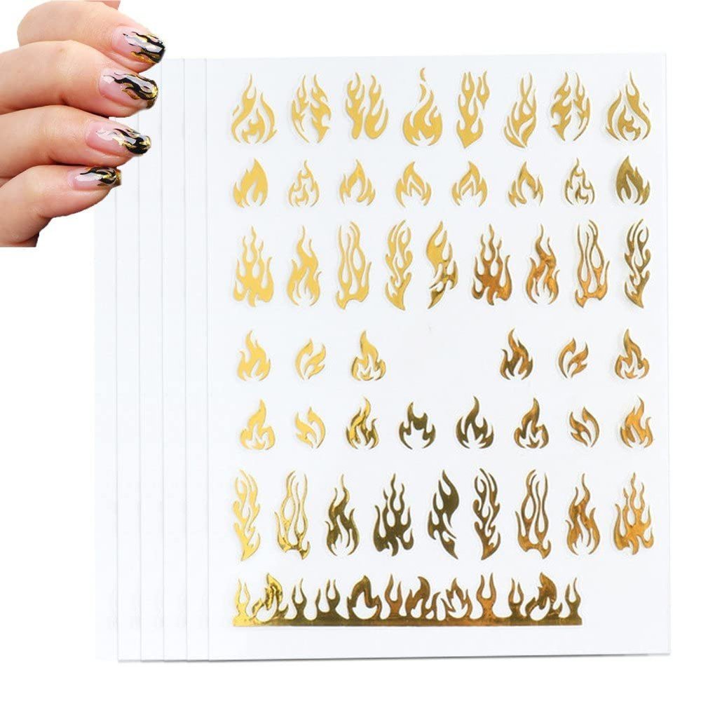 6 Sheets 3D Flame Nail Art Stickers