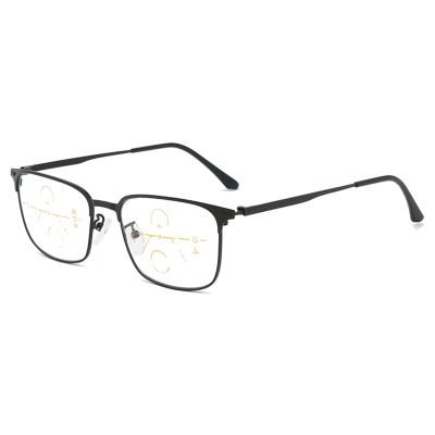 BEZAX Dual-Purpose Distance and Near Reading Glasses, Progressive Multifocal Lenses, Black, +3.00