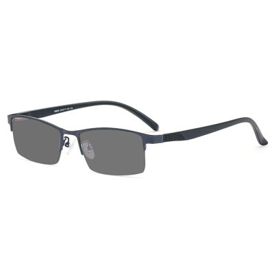 BEZAX Men's Photochromic Reading Glasses, Metal/TR Half-Frame, Gun Color +3.00