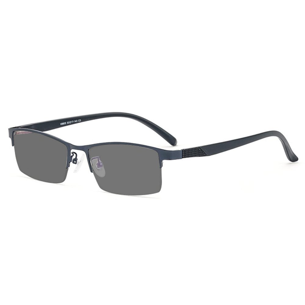 BEZAX Men's Photochromic Reading Glasses, Metal/TR Half-Frame, Gun Color +3.00