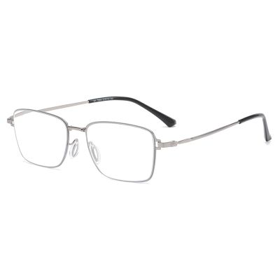 Men's Reading Glasses, Square Full-Frame, Blue-Light Blocking, Lightweight, Anti-Glare, Silver, +3.00