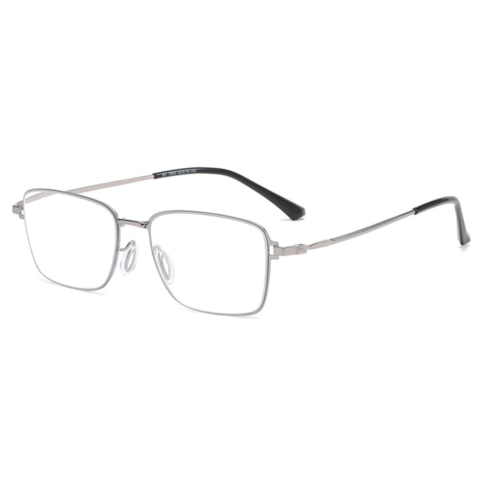 Men's Reading Glasses, Square Full-Frame, Blue-Light Blocking, Lightweight, Anti-Glare, Silver, +3.00