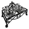 Lily Country-Style Double Pet Bowl Stand, Black, 28 cm view 1