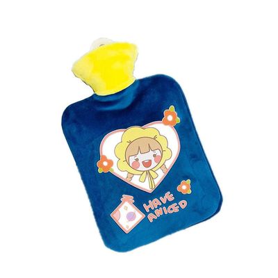 Uteruik Hot Water Bottle with Printed Short Plush Cover for Girls, 250 ml (#C)