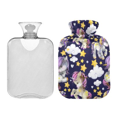 2L Hot Water Bottle with Unicorn and Star Cover