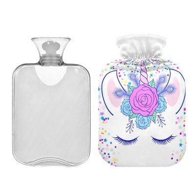 2L Hot Water Bottle with Cover, Cream Magic Unicorn Floral
