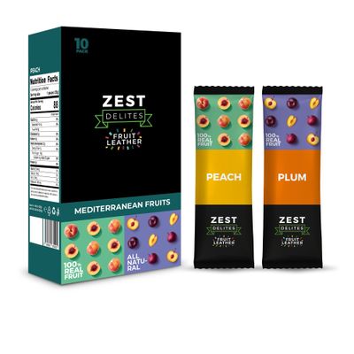 Zest Delites Apple-Based Fruit Bars, Peach & Plum, 25 g x 10