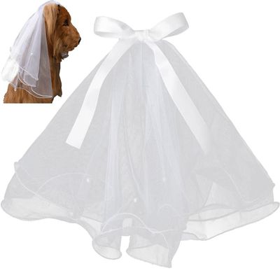 Ericetion Dog Wedding Veil Bow Headpiece