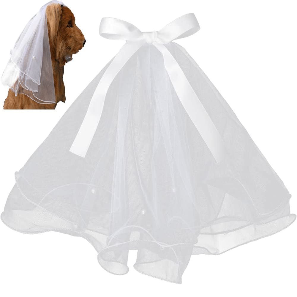 Ericetion Dog Wedding Veil Bow Headpiece