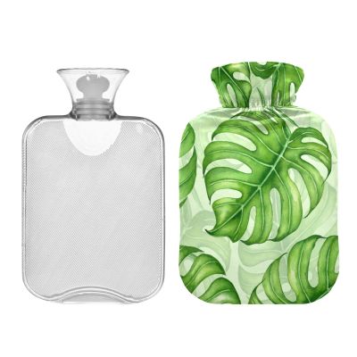 Mnsruu Monstera Hot Water Bottle with Cover, 2 L